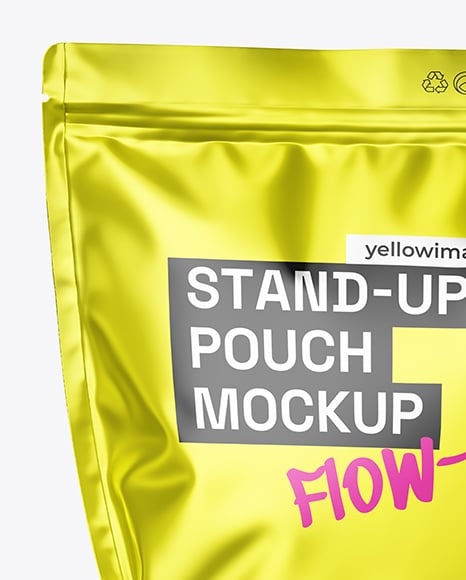 Matte Metallic Stand-Up Pouch Mockup
