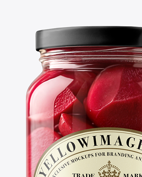 Clear Glass Jar with Pickled Beets Mockup