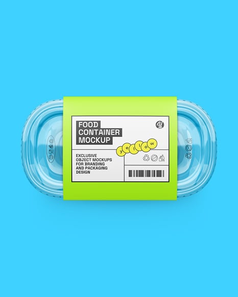 Clear Plastic Container in Paper Sleeve Mockup