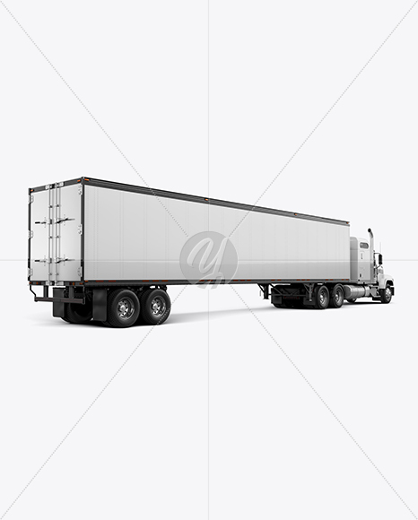 Truck Semi Trailer Mockup - Back Half Side View