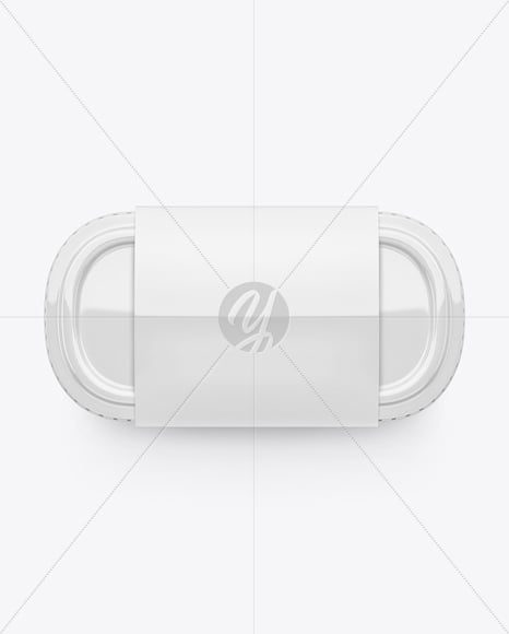 Glossy Plastic Food Container in Paper Sleeve Mockup