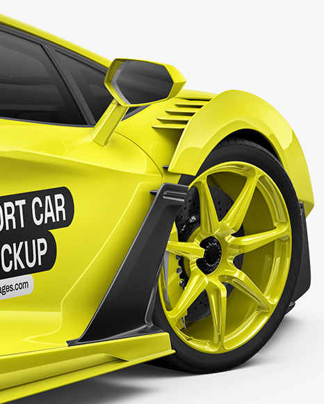 Sport Car Mockup - Back Half Side View