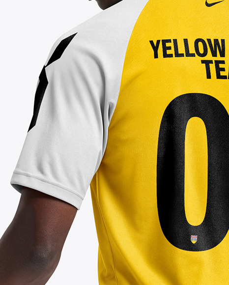Afro-American Man Wearing Raglan Soccer Jersey and Shorts Mockup