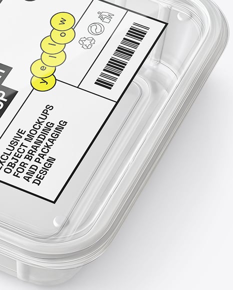 Empty Clear Plastic Food Container Mockup