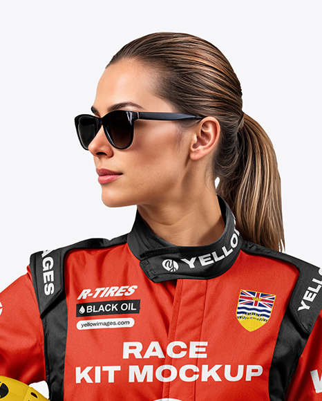 Woman Wearing Full Racing Kit Mockup