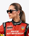 Woman Wearing Full Racing Kit Mockup