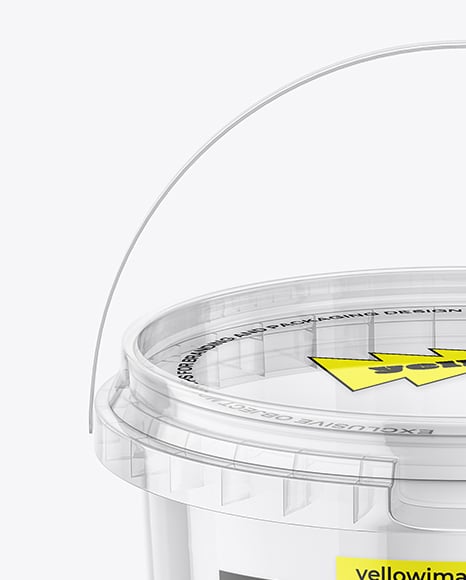 Clear Plastic Bucket with Handle Mockup