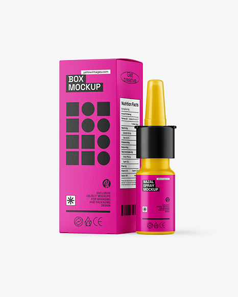 Matte Nasal Spray Bottle & Paper Box Mockup