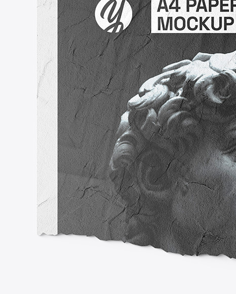 Crumpled Torn A4 Paper Mockup