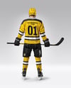 Man Wearing Full Ice Hockey Kit Mockup - Back view