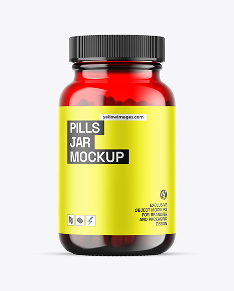 Red Glass Pills Jar Mockup - Packaging mockups