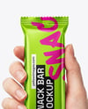 Metallic Snack Bar in a Hand Mockup