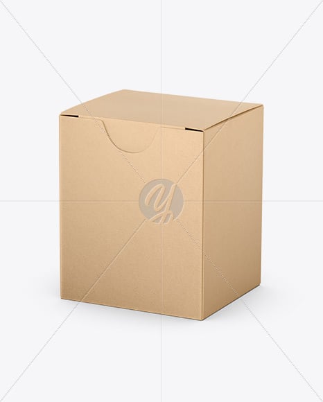 Kraft Paper Box Mockup – Half Side View (High-Angle Shot)