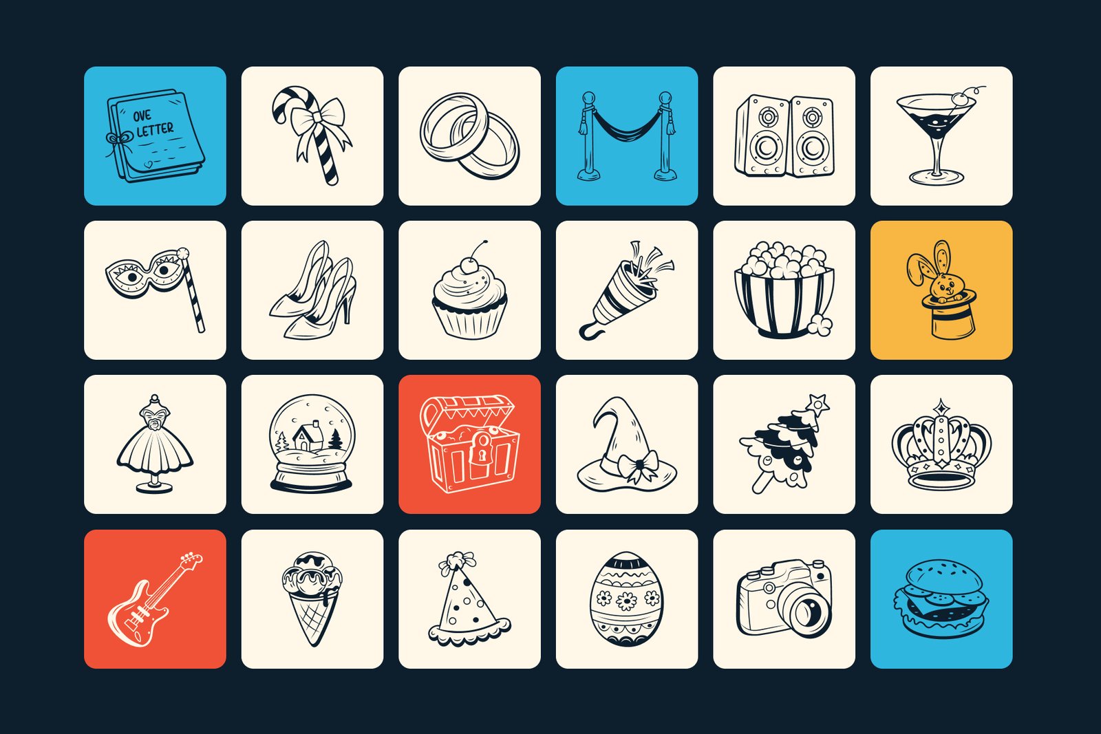 Party and Celebration Doodles Icon Set