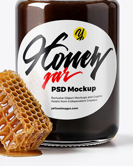 Glass Jar with Buckwheat Honey Mockup