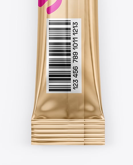 Glossy Metallic Stick Sachet Mockup