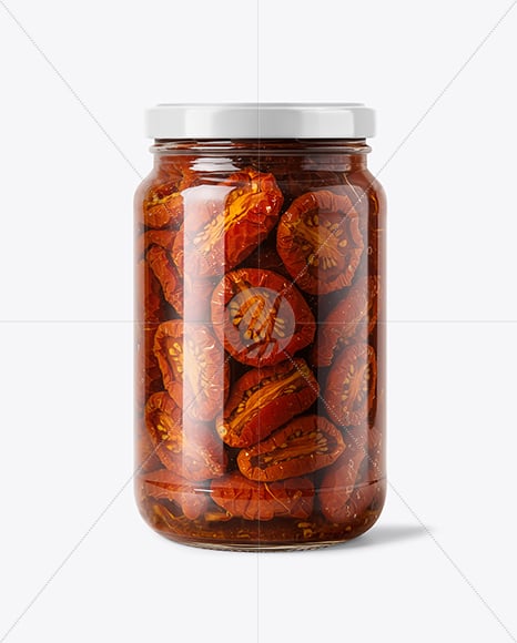 Clear Glass Jar with Sun Dried Tomatoes Mockup