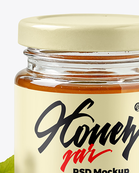 Small Clear Glass Jar with Linden Honey Mockup