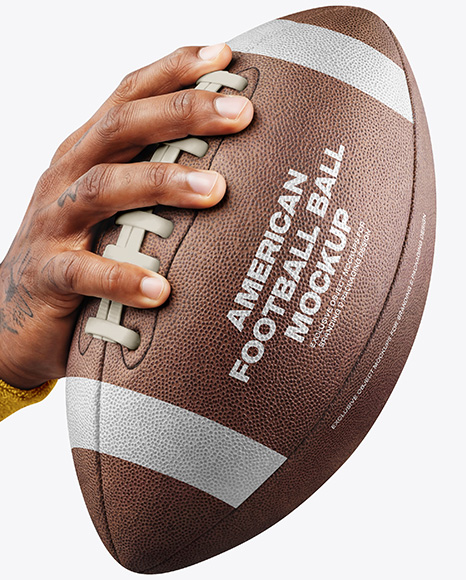 American Football Ball in a Hand Mockup