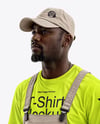 Afro-American Man Wearing a Bib Overalls and T-Shirt Mockup