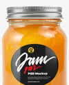 Clear Glass Jar with Orange Jam Mockup
