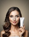 Woman Holding Glossy Cosmetic Tube in a Hand Mockup