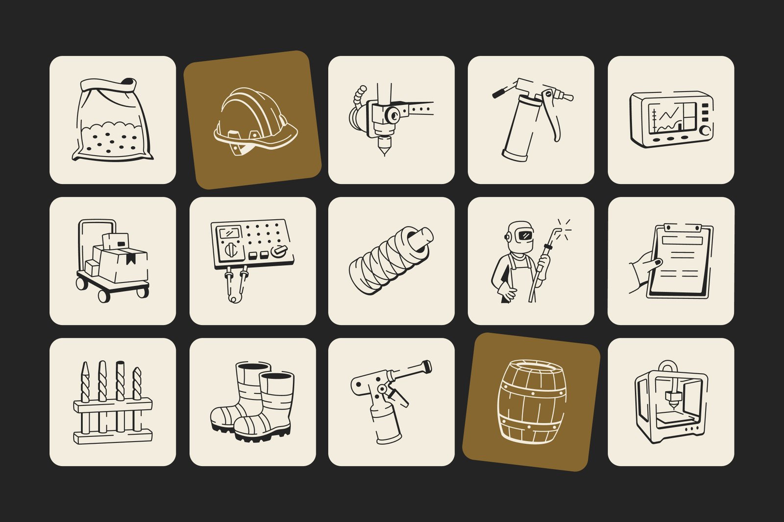 Manufacturing Doodle Icon Set