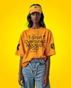 Black Woman Wearing Oversized T-Shirt and Sun Visor Mockup