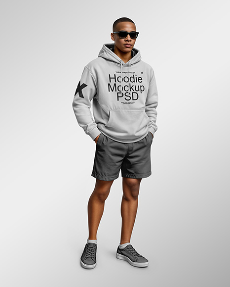 Black Man Wearing a Hoodie and Sunglasses Mockup