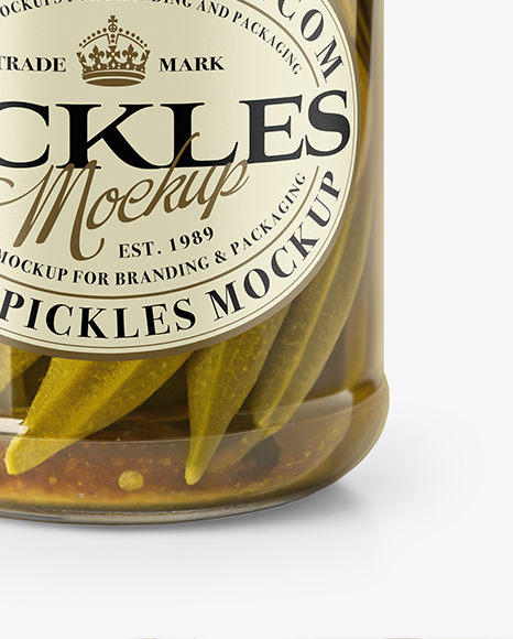 Clear Glass Jar with Pickled Okra Mockup