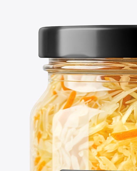 Clear Glass Jar with Sauerkraut Mockup