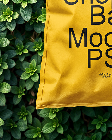 Tote Bag on a Leafy Greens Background Mockup