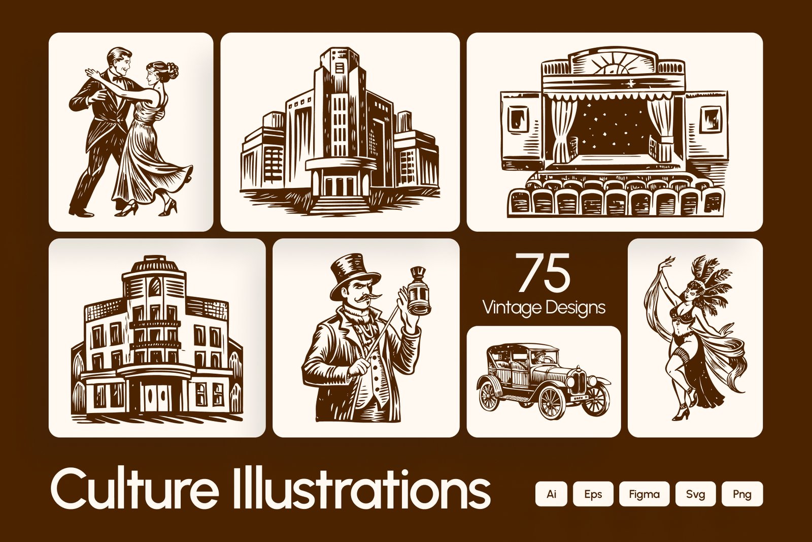 Vintage Culture Illustration Set