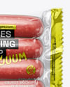 Clear Plastic Flow-Pack with Sausages in Paper Holder Mockup