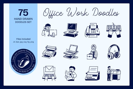 Office Work Drawing Art Set - Graphics