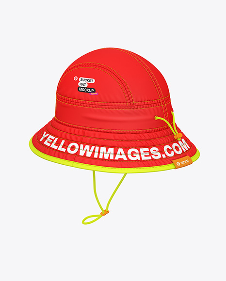 Twill Bucket Hat Mockup - Back Half Side View - Cycling+Hat+Mockup+Half+Side+View+In+Apparel+Mockups+On+Yellow+Images+Object+Mockups