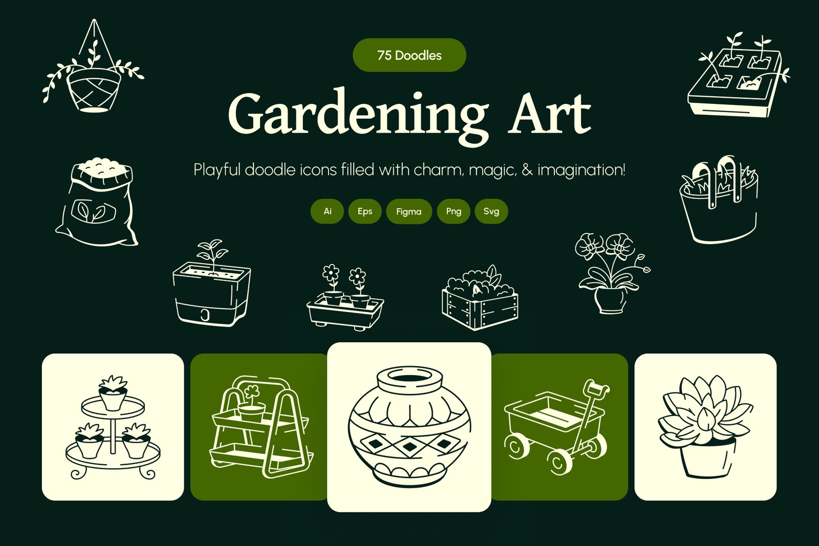 Gardening Doodles Art Set