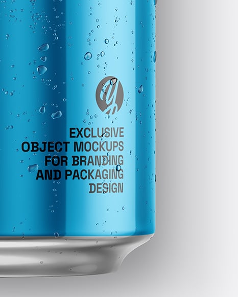 330ml Metallic Aluminium Can with Condensation Mockup