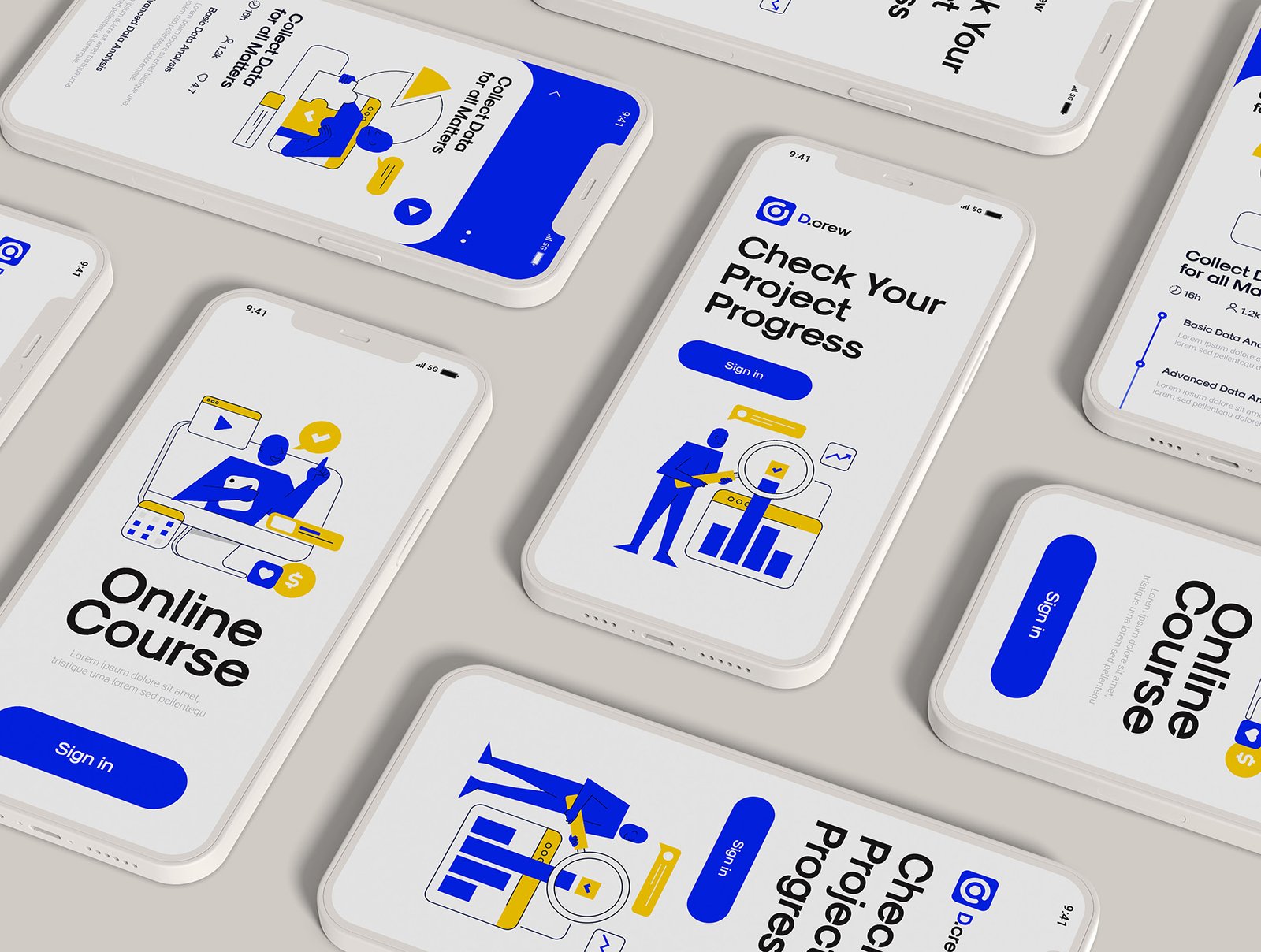Flat Business Illustration Pack – Bold Blue &amp; Yellow