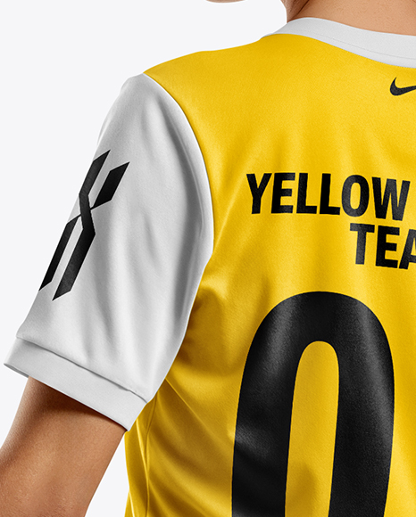 Female Soccer Player Wearing Jersey and Shorts Mockup