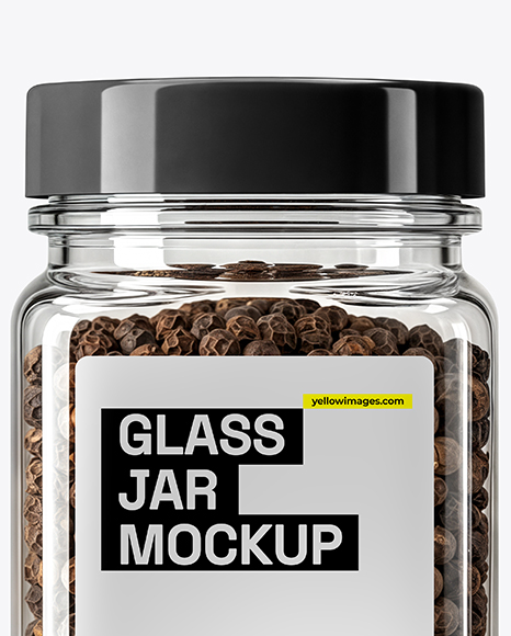 Square Spice Jar with Whole Black Pepper Mockup