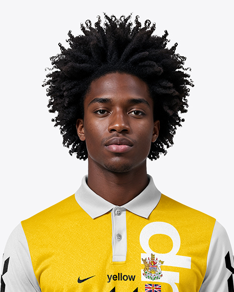 Man with Afro Hairstyle Wearing Full Soccer Kit Mockup