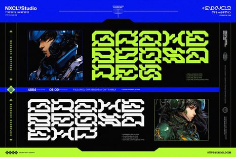 NCL GRAXEBEOSA FONT FAMILY - CYBERPUNK FUTURISTIC MECHA FONT - Tech font