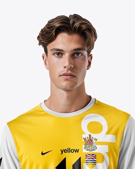 Soccer Player Wearing Long Sleeve Jersey and Shorts Mockup