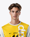 Soccer Player Wearing Long Sleeve Jersey and Shorts Mockup