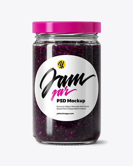 Clear Glass Jar with Blueberry Jam Mockup - Glass can mockup