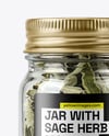 Glass Jar with Sage Herb Mockup