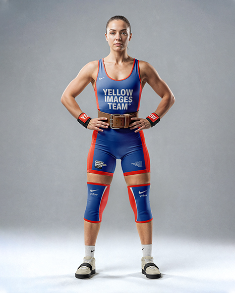Woman Wearing Weightlifing Suit Mockup