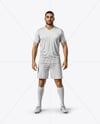 Soccer Player Wearing Jersey and Shorts Mockup