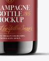 Green Glass Red Champagne Bottle Mockup
